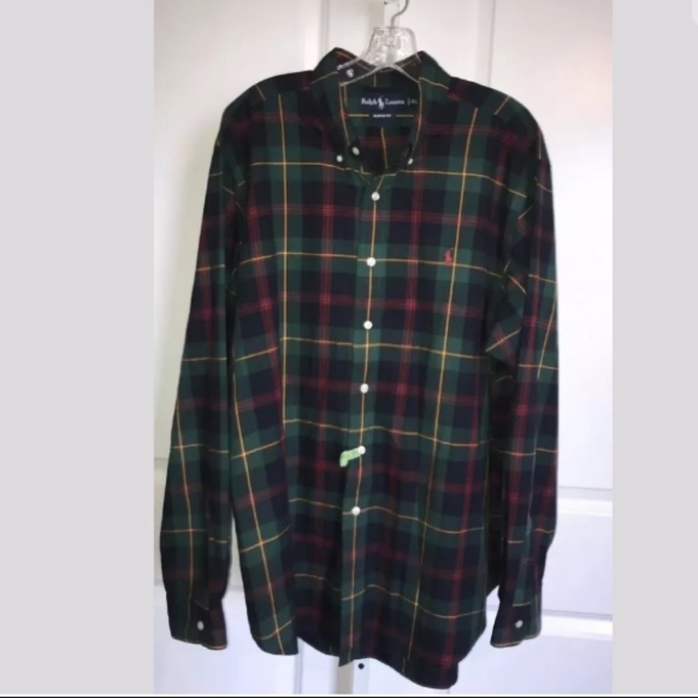 Ralph Lauren Mens Green Plaid Shirt XL Button Down - Picture 4 of 7